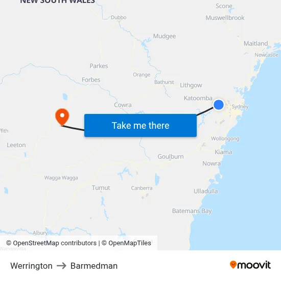 Werrington to Barmedman map