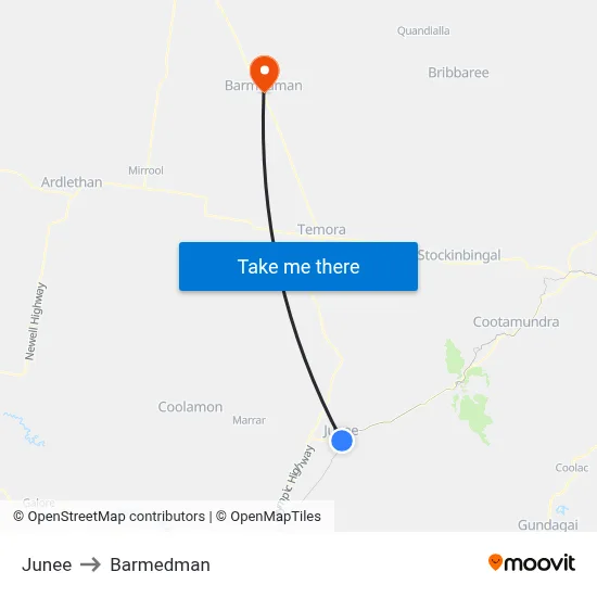 Junee to Barmedman map