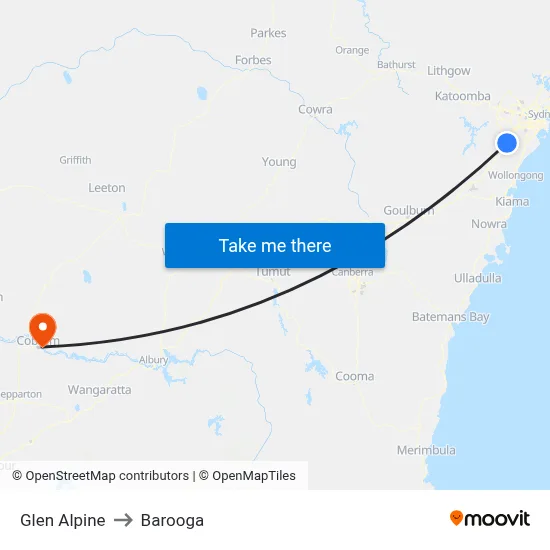 Glen Alpine to Barooga map