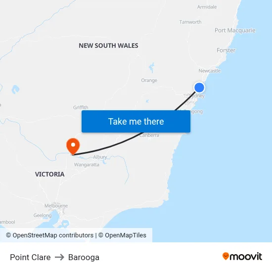 Point Clare to Barooga map