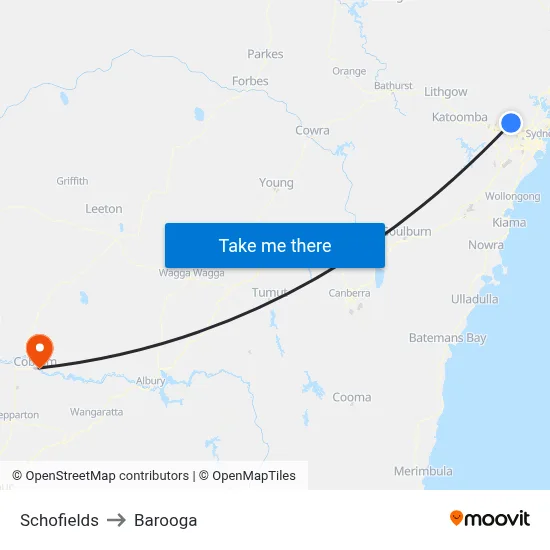 Schofields to Barooga map
