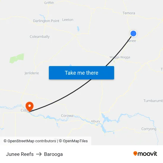 Junee Reefs to Barooga map