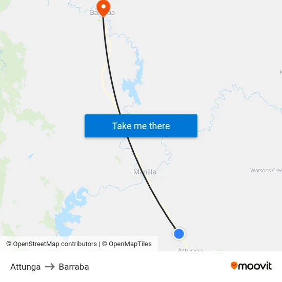 Attunga to Barraba map