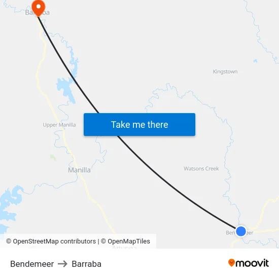 Bendemeer to Barraba map