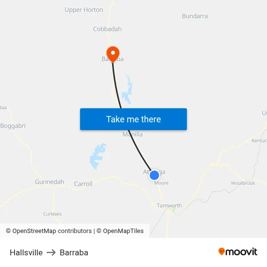 Hallsville to Barraba map