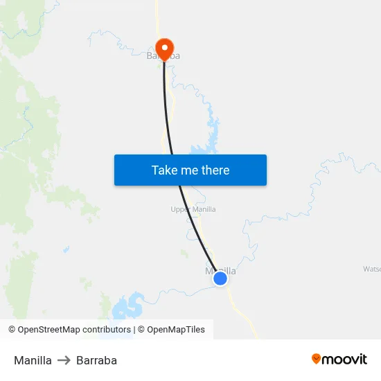 Manilla to Barraba map