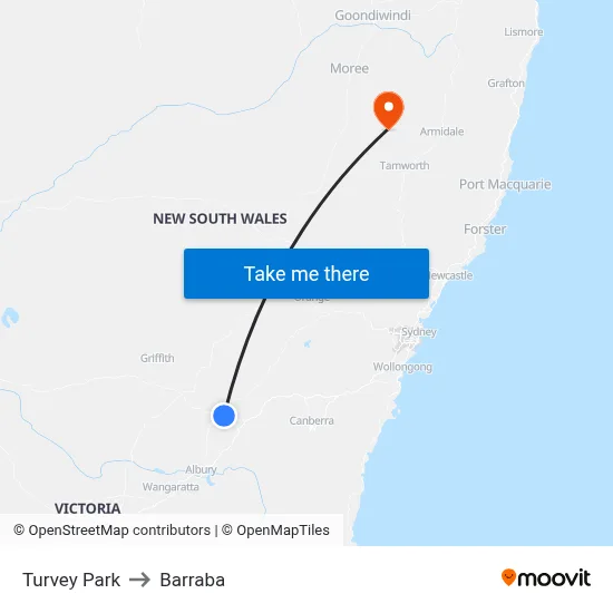 Turvey Park to Barraba map