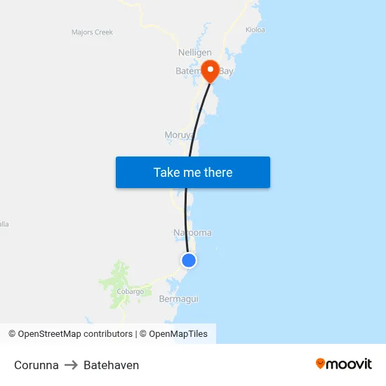 Corunna to Batehaven map