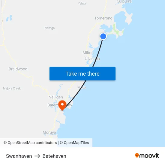 Swanhaven to Batehaven map