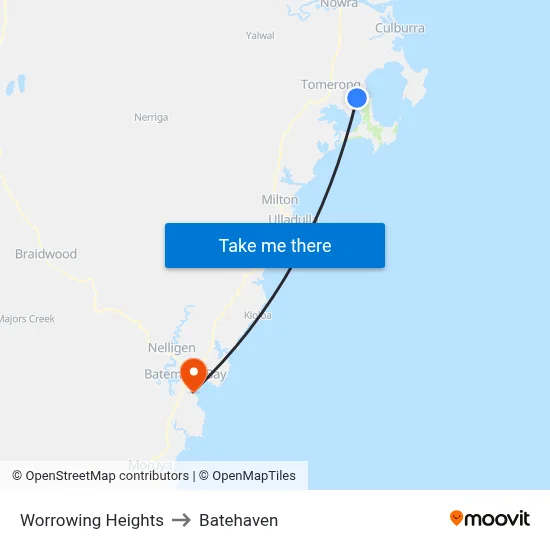 Worrowing Heights to Batehaven map