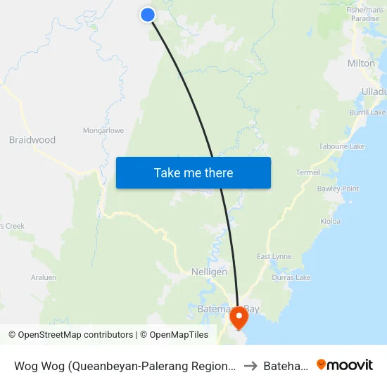 Wog Wog (Queanbeyan-Palerang Regional - NSW) to Batehaven map
