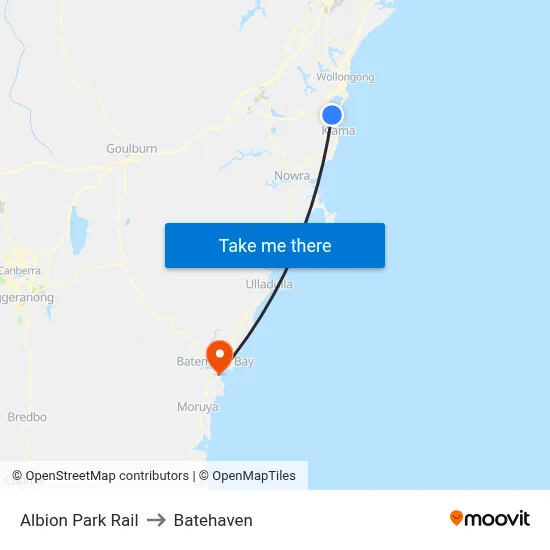Albion Park Rail to Batehaven map