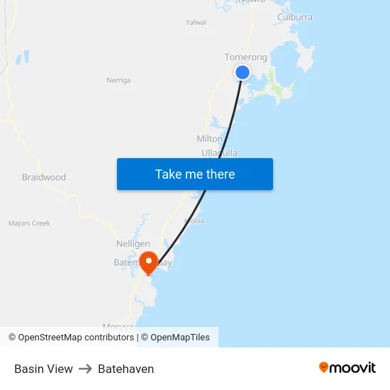 Basin View to Batehaven map