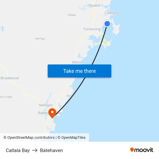 Callala Bay to Batehaven map