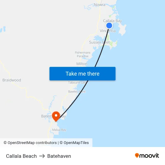Callala Beach to Batehaven map