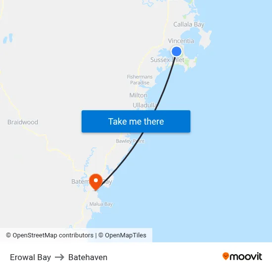 Erowal Bay to Batehaven map