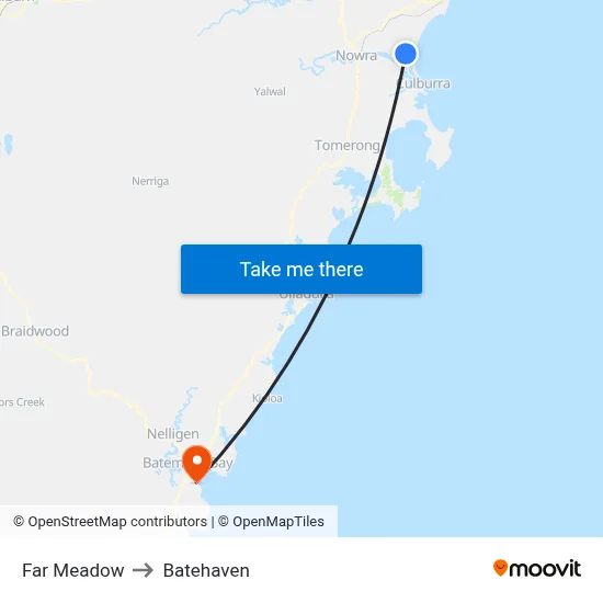 Far Meadow to Batehaven map