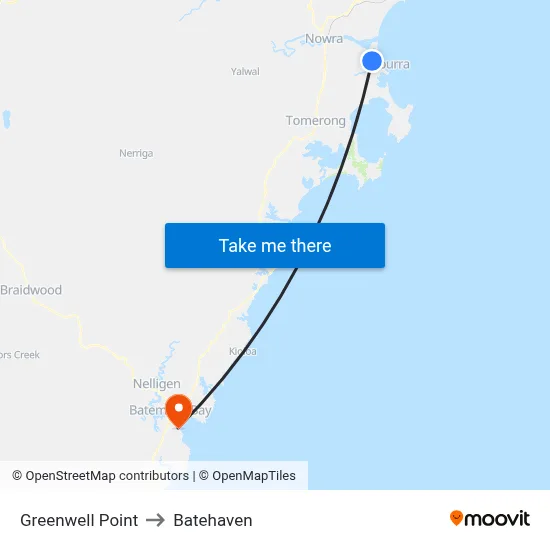 Greenwell Point to Batehaven map