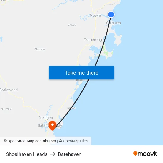 Shoalhaven Heads to Batehaven map