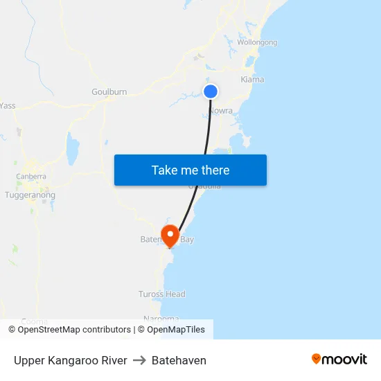 Upper Kangaroo River to Batehaven map