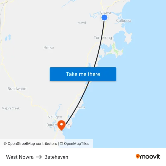 West Nowra to Batehaven map