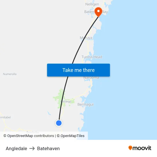 Angledale to Batehaven map