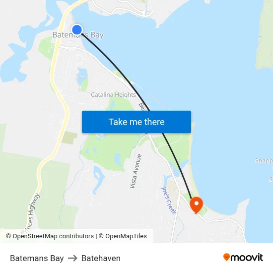Batemans Bay to Batehaven map