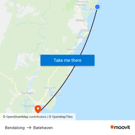 Bendalong to Batehaven map
