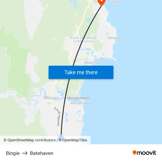 Bingie to Batehaven map