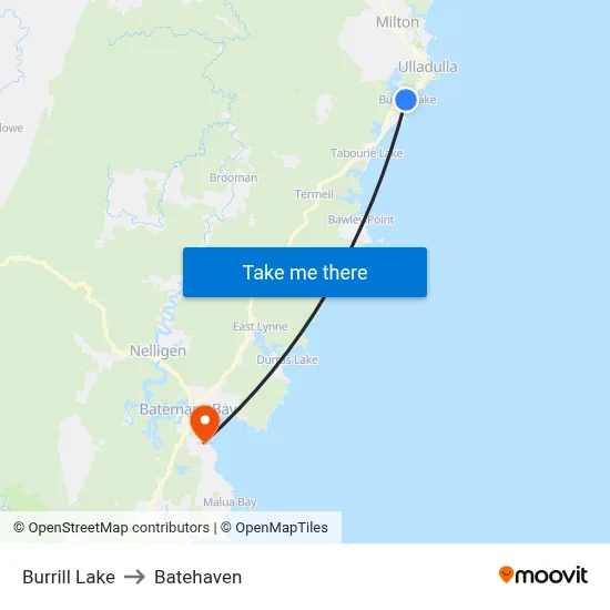 Burrill Lake to Batehaven map