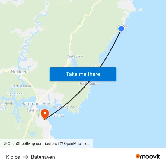 Kioloa to Batehaven map