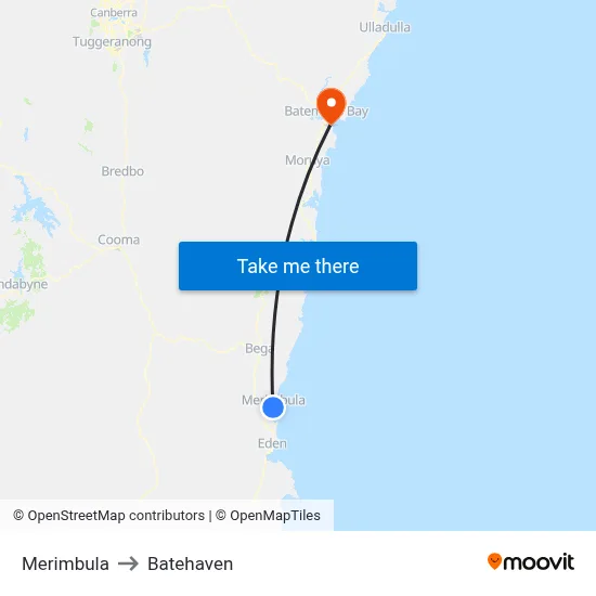 Merimbula to Batehaven map