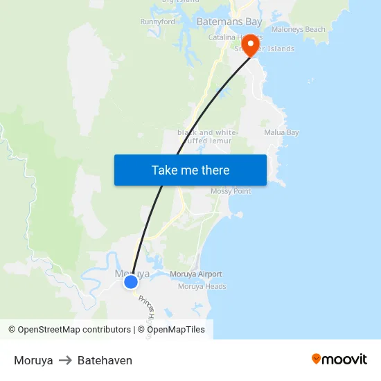 Moruya to Batehaven map