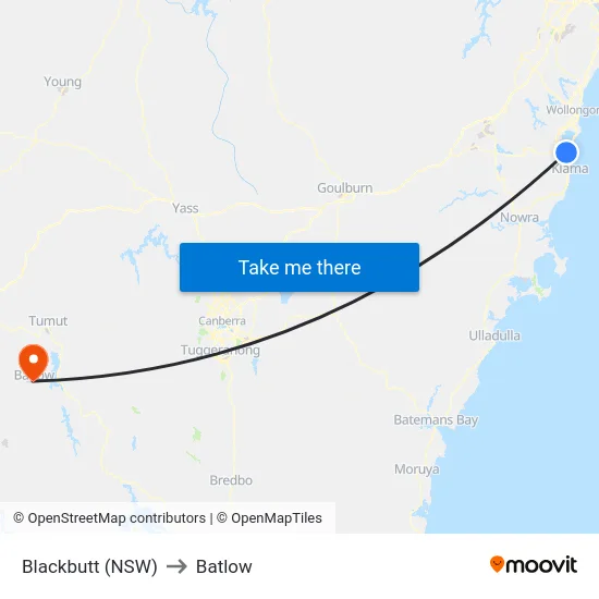 Blackbutt (NSW) to Batlow map