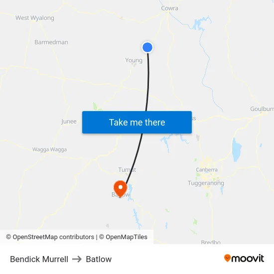 Bendick Murrell to Batlow map