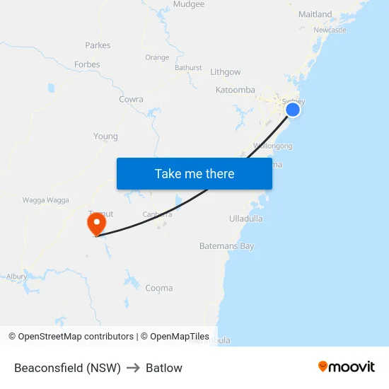Beaconsfield (NSW) to Batlow map