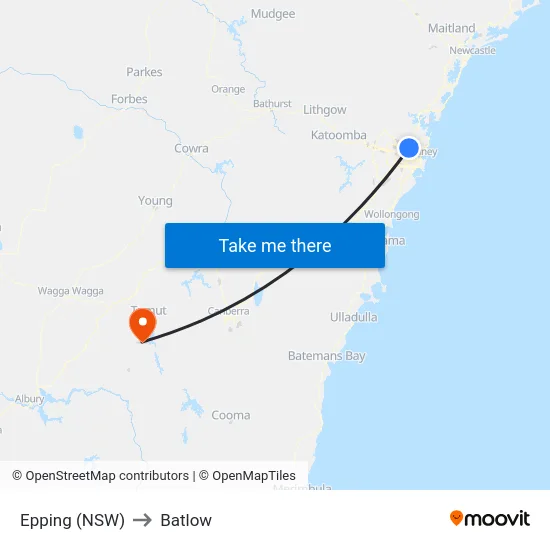 Epping (NSW) to Batlow map