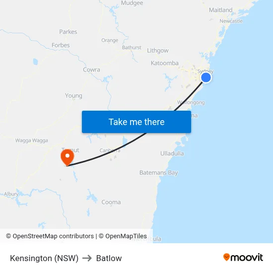 Kensington (NSW) to Batlow map