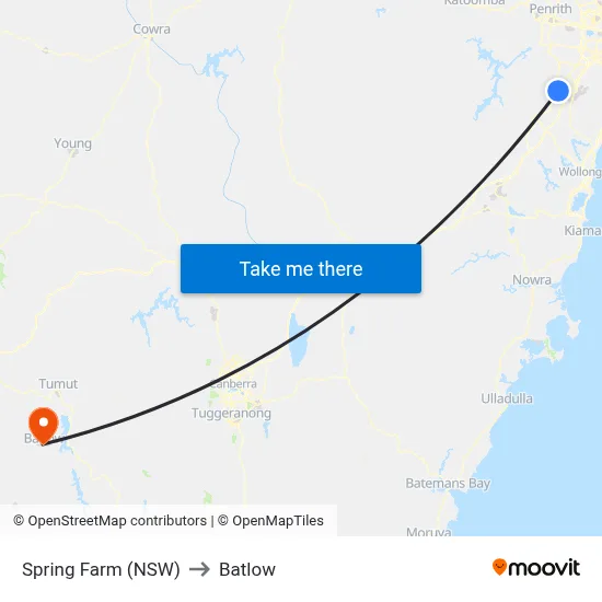Spring Farm (NSW) to Batlow map