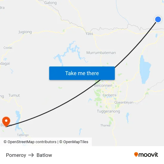 Pomeroy to Batlow map