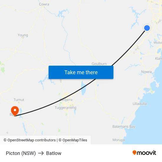 Picton (NSW) to Batlow map