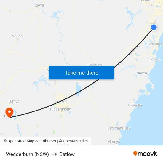 Wedderburn (NSW) to Batlow map