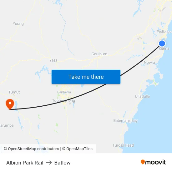 Albion Park Rail to Batlow map
