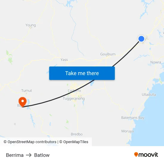 Berrima to Batlow map