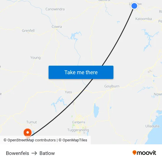 Bowenfels to Batlow map