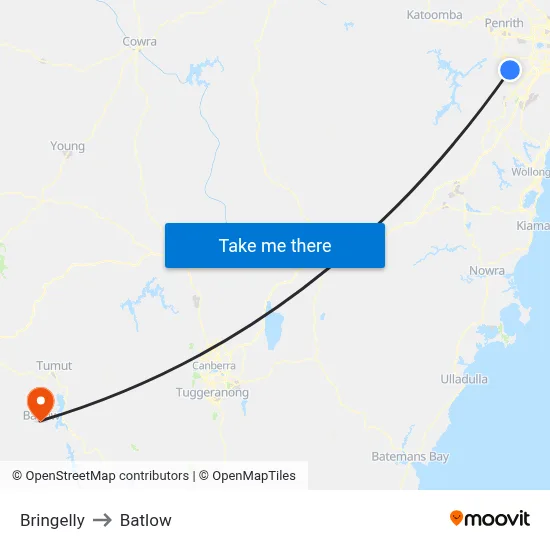 Bringelly to Batlow map