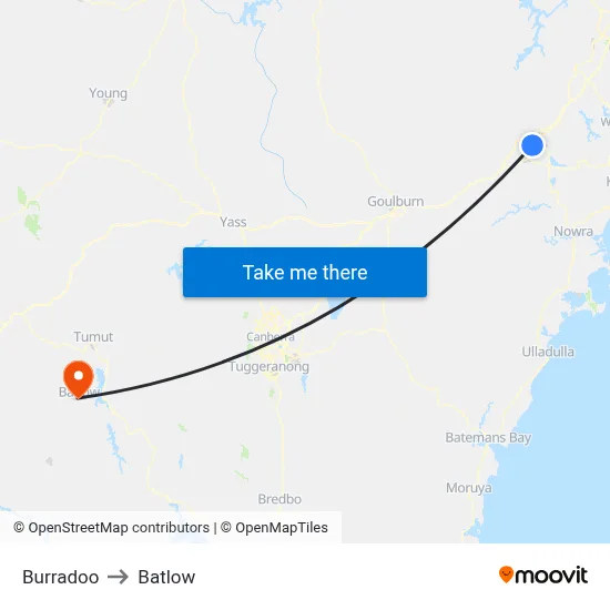 Burradoo to Batlow map