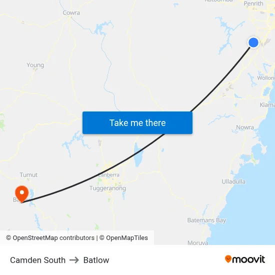 Camden South to Batlow map