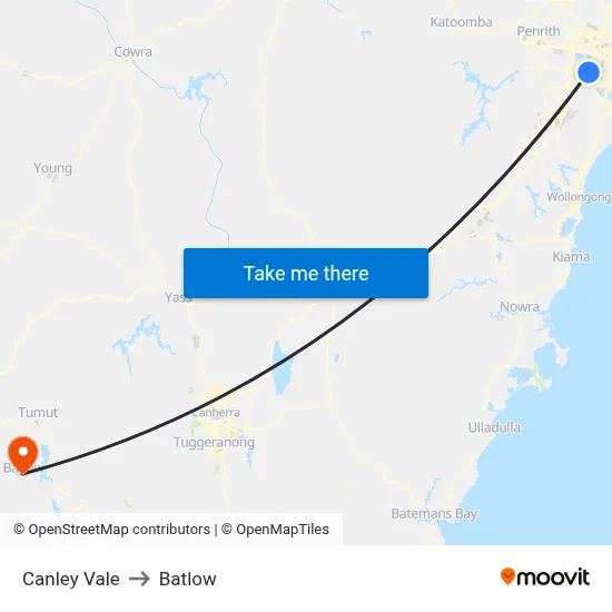 Canley Vale to Batlow map