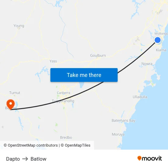 Dapto to Batlow map